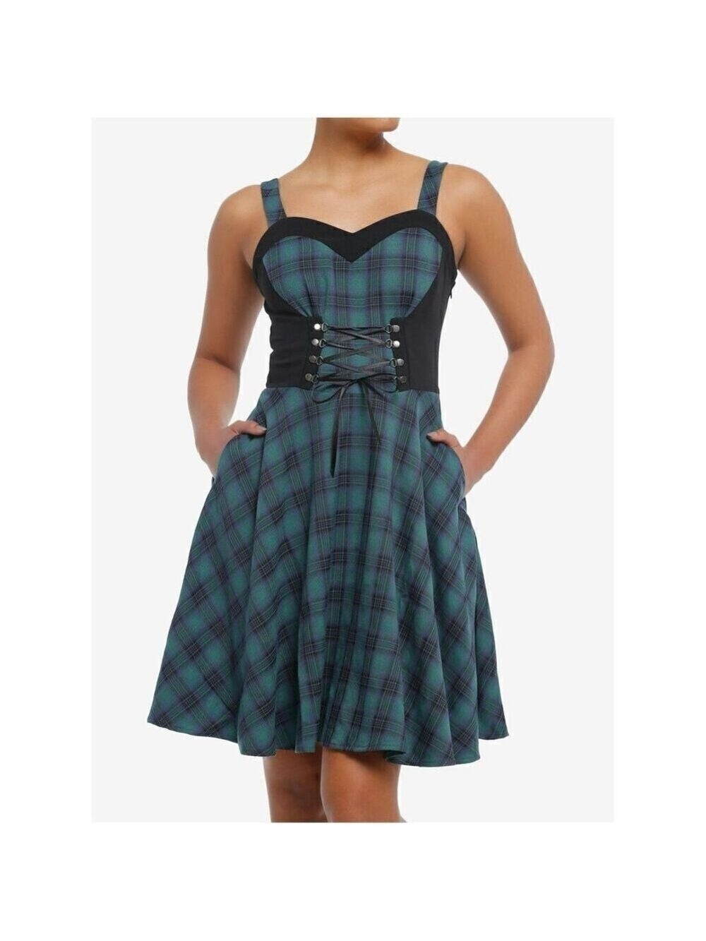 Heart Corset Plaid Sweetheart Dress (Size 6)